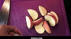 i can't resist pounding my teen stepsis tight pussy right here in the kitchen