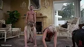 butler pounds stepmom and her bound teen slave hard