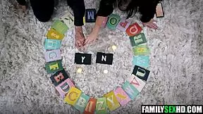 Virgin step-sister sneaks into step-brother's room on Halloween for taboo first fuck