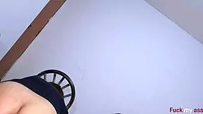 Submissive slut gasps in pain as huge cock brutally stretches tight asshole gaping