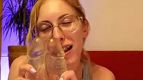 i love licking these two huge dildos teasing my tight pussy lips