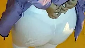 Seductive Fat Mature In See-Through Red String Leggings Flashes Wet Pussy On Street