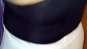 Seductive Fat Mature In See-Through Red String Leggings Flashes Wet Pussy On Street