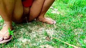 Sexy Indian girlfriend fucked doggystyle bent over in jungle