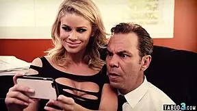 Nasty teen sneaks into stepdad's office begging for taboo cock pounding!