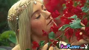 eva elfie poses hot in fantasy lingerie stripping big tits outdoors