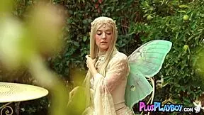 eva elfie poses hot in fantasy lingerie stripping big tits outdoors