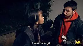 Busty Japanese tourist picks up stranger fucks him while boyfriend watches helplessly