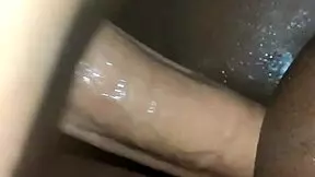 Petite ebony takes massive creampie in wet pussy