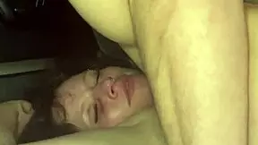 She sucks his dick then gets fucked publicly before swallowing cum