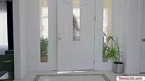 two young big tits lesbians lick shaved pussies in hardcore sex tape