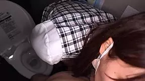 office receptionist sakura sneaks blowjob in work toilet part 1