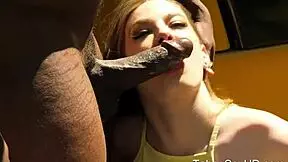 Black stepdad bends over young stepdaughter pounding her tight pussy outdoors