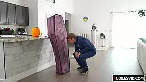 halloween teen lover i mess up decorations then we fuck hard creampie