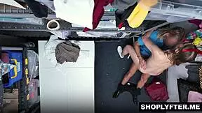 shoplifter teen feel officer fingers deep in pussy over desk?