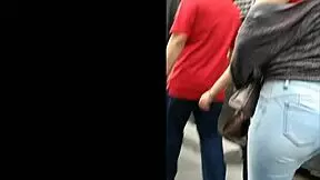 voyeur spies latina teen ass shaking in tight jeans