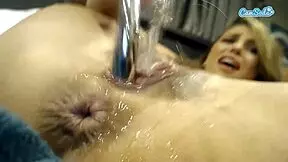 veronica rodriguez toys her shaved latina pussy with anal beads heels