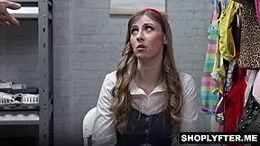 shoplifter teen feel officer fingers deep in pussy over desk?