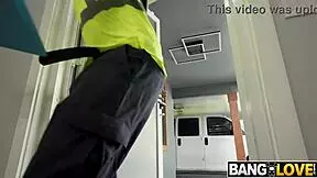 sunbathing andie anderson seduces gardeners into threesome facial cumshot