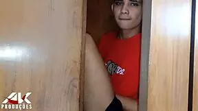 stepson sneaks from closet to spy then fucks skinny hot milf stepmom's big pussy lips