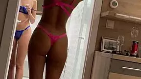 lesbian shower turns wild 😍 sloppy double blowjob huge facial cum swap pov!!