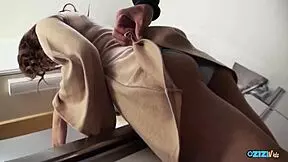 she starts with solo clit play then gets wildly fucked doggystyle by old guy