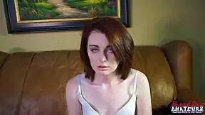 mmm cute redhead coed ravyn fingers her perky tits n wet shaved pussy with toy