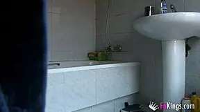 wanna see your sister finger her wet pussy then drill deep with rubber dick in shower?