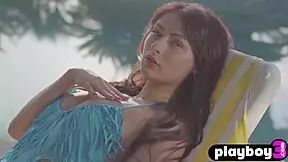 Sweet Brunette Model Strips Lingerie Revealing Perfect Petite Small Tits