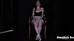 Tattooed tiny rhea deepthroats gloryhole cocks sloppy then swallows every cum load fest.