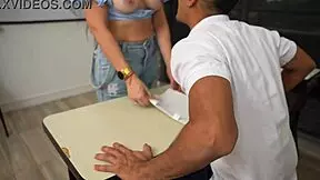 Hey teacher trades passing grade for my hard cock pounding her tight pussy in empty classroom