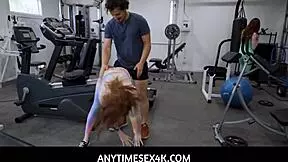 hot redhead freeuse teen gets anytime fucked by trainer while milf watches damn