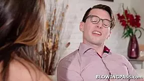 teen babe chokes on tutors cock deepthroating like a pro