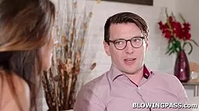 teen babe chokes on tutors cock deepthroating like a pro