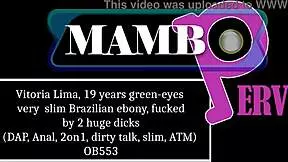 can you handle vitoria lima this 19yo slim brazilian ebony taking double penetration from two huge cocks with dirty talk?