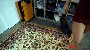 Step sister and girlfriend compete to ride my cock in hot taboo threesome