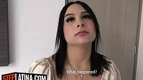 damn tiny latina teen stepbae gags on american stepdaddy's cock in sloppy deepthroat pov pussy stretching closeup