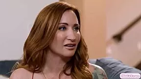 lesbian teen fingers redhead stepmom's shaved pussy