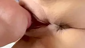 amateur wife lost virginity 279 days ago. now her pink shaved pussy shines wet close-up