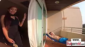 petite thai amateur teen nympho cherry rides big white cock outdoors on her skinny frame