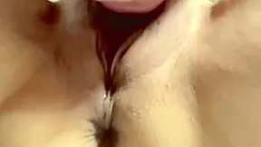 amateur wife lost virginity 279 days ago. now her pink shaved pussy shines wet close-up