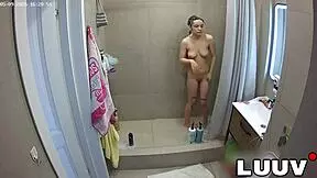 Luuv Grossy showers flashing shaved pussy natural tits voyeur homemade star dream