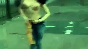 sexy latina teen with big tits and ass strips outdoors feeling the public heat