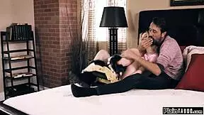 Petite teen shaves hairless pussy licks ass deepthroats stepdad's monster cock