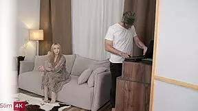 horny busty blonde sucks boyfriend's cock then rides cowgirl