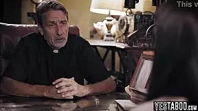 I beg the mature priest to forgive my cheating by fucking his big cock