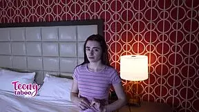 stepdad pumps cum deep inside 18yo reese robbins shaved pussy doggystyle creampie pov petite