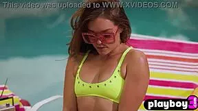 😍 sexy teen katie kush's perfect ass & tits tease by pool 👙