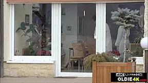 Teen Offers Shaved Holes to Old Fetish Man