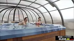 Teen Offers Shaved Holes to Old Fetish Man